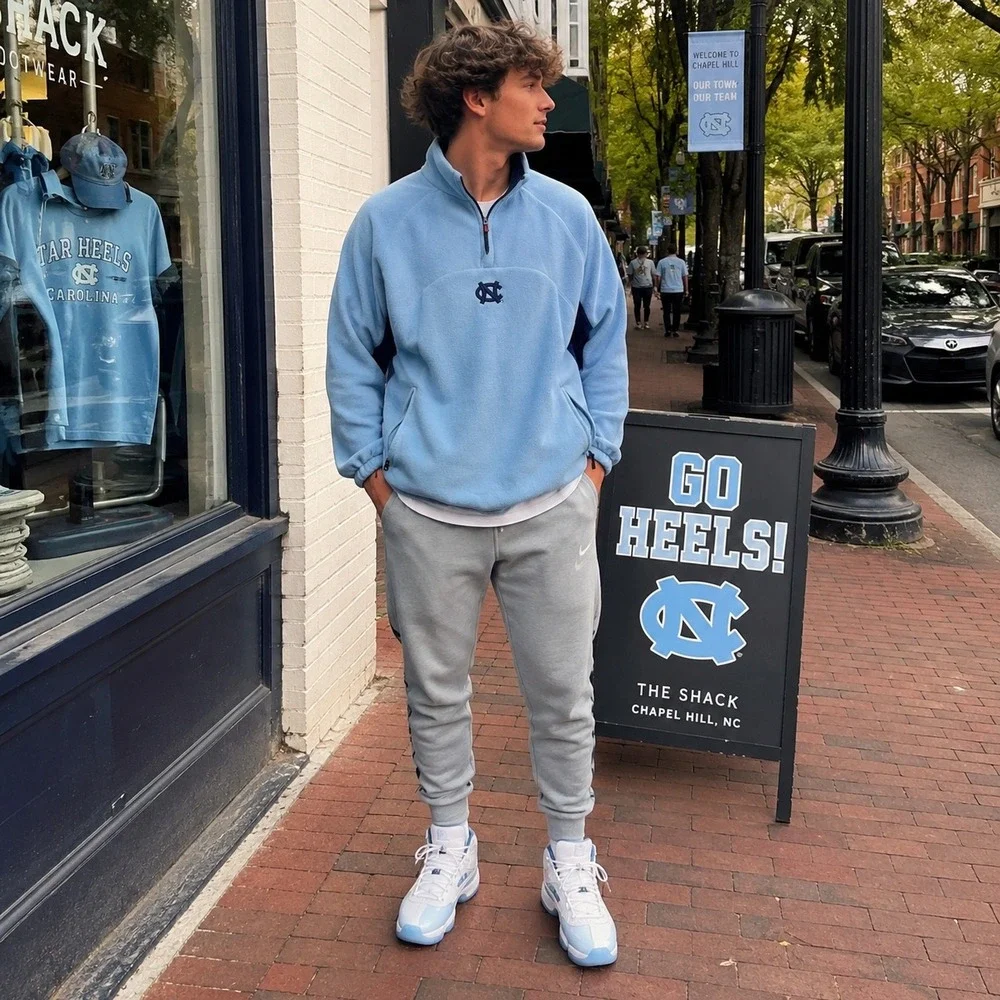 Pro Player UNC Tar Heels Reversible Fleece Windbreaker Jacket Blue Vintage M